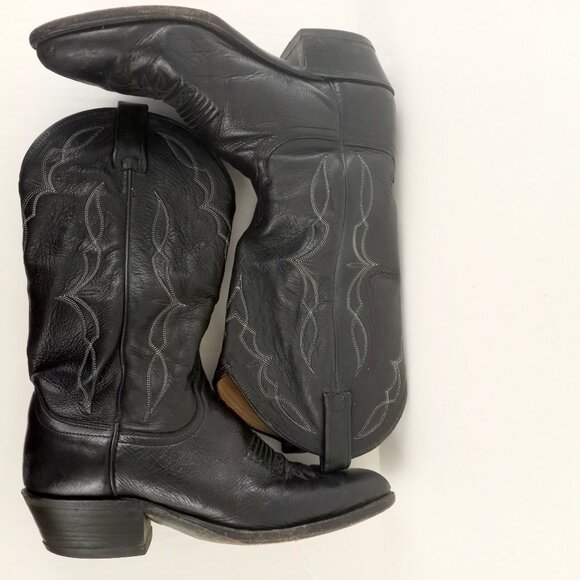 DAN POST Western Cowboy Boots 6550 Black Leather USA Made - Picture 1 of 13